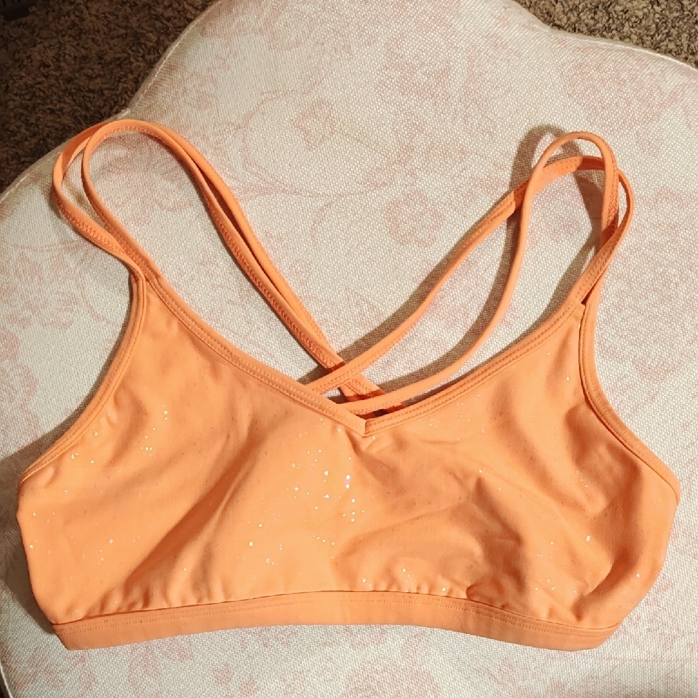 Beyond Yoga Tangerine 🍊 Bra Double Strapped Alloy Bag Speckled Sz XL